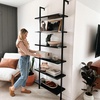 image:imageNathan James Theo 6Shelf Tall Modern Bookshelf Wall Mount Ladder Shelf Bookcase with Wood and Industrial Metal Frame Matte WhiteBlack