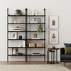 image:imageNathan James Theo 6Shelf Tall Modern Bookshelf Wall Mount Ladder Shelf Bookcase with Wood and Industrial Metal Frame Matte WhiteBlack