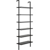 image:imageNathan James Theo 6Shelf Tall Modern Bookshelf Wall Mount Ladder Shelf Bookcase with Wood and Industrial Metal Frame Matte WhiteBlack