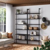 image:imageNathan James Theo 6Shelf Tall Modern Bookshelf Wall Mount Ladder Shelf Bookcase with Wood and Industrial Metal Frame Matte WhiteNutmegMatte Black