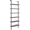 image:imageNathan James Theo 6Shelf Tall Modern Bookshelf Wall Mount Ladder Shelf Bookcase with Wood and Industrial Metal Frame Matte WhiteNutmegMatte Black