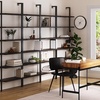 image:imageNathan James Theo 6Shelf Tall Modern Bookshelf Wall Mount Ladder Shelf Bookcase with Wood and Industrial Metal Frame Matte WhiteNutmegMatte Black