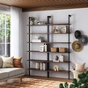 image:imageNathan James Theo 6Shelf Tall Modern Bookshelf Wall Mount Ladder Shelf Bookcase with Wood and Industrial Metal Frame Matte WhiteOakMatte Black