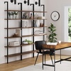 image:imageNathan James Theo 6Shelf Tall Modern Bookshelf Wall Mount Ladder Shelf Bookcase with Wood and Industrial Metal Frame Matte WhiteOakMatte Black