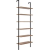 image:imageNathan James Theo 6Shelf Tall Modern Bookshelf Wall Mount Ladder Shelf Bookcase with Wood and Industrial Metal Frame Matte WhiteOakMatte Black