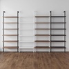 image:imageNathan James Theo 6Shelf Tall Modern Bookshelf Wall Mount Ladder Shelf Bookcase with Wood and Industrial Metal Frame Matte WhiteOakMatte Black