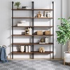 image:imageNathan James Theo 6Shelf Tall Modern Bookshelf Wall Mount Ladder Shelf Bookcase with Wood and Industrial Metal Frame Matte WhiteOakMatte Black