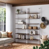 image:imageNathan James Theo 6Shelf Tall Modern Bookshelf Wall Mount Ladder Shelf Bookcase with Wood and Industrial Metal Frame Matte WhiteOakMatte White