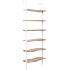 image:imageNathan James Theo 6Shelf Tall Modern Bookshelf Wall Mount Ladder Shelf Bookcase with Wood and Industrial Metal Frame Matte WhiteOakMatte White