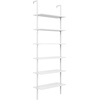 image:imageNathan James Theo 6Shelf Tall Modern Bookshelf Wall Mount Ladder Shelf Bookcase with Wood and Industrial Metal Frame Matte WhiteWhite