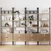 image:imageNathan James Theo Modern Bookcase with Rattan Cabinet in Matte Black and Light Oak Finish with Matte Black Metal Frame for Living Room Home Office StorageTheo Light OakBlack