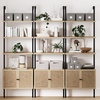 image:imageNathan James Theo Modern Bookcase with Rattan Cabinet in Matte Black and Light Oak Finish with Matte Black Metal Frame for Living Room Home Office StorageTheo Light OakBlack
