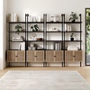 image:imageNathan James Theo Modern Bookcase with Rattan Cabinet in Matte Black and Light Oak Finish with Matte Black Metal Frame for Living Room Home Office StorageTheo BlackLight Oak