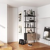 image:imageNathan James Theo Modern Bookcase with Rattan Cabinet in Matte Black and Light Oak Finish with Matte Black Metal Frame for Living Room Home Office StorageTheo BlackLight Oak