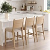 image:imageNathan James Webster Bohemian Round Back Bar Stool Upholstered Bar Stool with Seagrass Backrest for Kitchen or Bar Medium Brown Set of 2Cove Light Brown