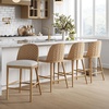 image:imageNathan James Webster Bohemian Round Back Bar Stool Upholstered Bar Stool with Seagrass Backrest for Kitchen or Bar Medium Brown Set of 2Rikki Light BrownWhite