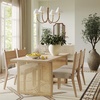 image:imageNathan James Willow Boho Dining Table for 6 with Solid Wood Legs 6Person Natural Wood Light Brown with Bohemian Rattan AccentLight BrownRattan