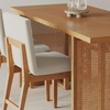 image:imageNathan James Willow Boho Rattan Dining Table Set for 4 Wood Dining Table Set of 4 Upholstered Dining Chairs with Rattan Back and Solid Wood Legs Cream BoucleWarm PineLight BrownWhite