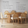 image:imageNathan James Willow Boho Rattan Dining Table Set for 4 Wood Dining Table Set of 4 Upholstered Dining Chairs with Rattan Back and Solid Wood Legs Cream BoucleWarm PineLight BrownRattan