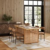 image:imageNathan James Willow Boho Rattan Dining Table Set for 4 Wood Dining Table Set of 4 Upholstered Dining Chairs with Rattan Back and Solid Wood Legs Cream BoucleWarm PineLight BrownFaux Leather