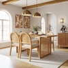 image:imageNathan James Willow Boho Rattan Dining Table Set for 4 Wood Dining Table Set of 4 Upholstered Dining Chairs with Rattan Back and Solid Wood Legs Cream BoucleWarm PineLight BrownRattan