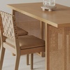 image:imageNathan James Willow Boho Rattan Dining Table Set for 4 Wood Dining Table Set of 4 Upholstered Dining Chairs with Rattan Back and Solid Wood Legs Cream BoucleWarm PineLight BrownWoven Faux Leather