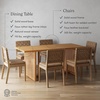 image:imageNathan James Willow Boho Rattan Dining Table Set for 4 Wood Dining Table Set of 4 Upholstered Dining Chairs with Rattan Back and Solid Wood Legs Cream BoucleWarm PineLight BrownWoven Faux Leather