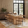 image:imageNathan James Willow Boho Rattan Dining Table Set for 4 Wood Dining Table Set of 4 Upholstered Dining Chairs with Rattan Back and Solid Wood Legs Cream BoucleWarm PineLight BrownFaux Leather