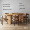 image:imageNathan James Willow Boho Rattan Dining Table Set for 4 Wood Dining Table Set of 4 Upholstered Dining Chairs with Rattan Back and Solid Wood Legs Cream BoucleWarm PineLight BrownFaux Leather