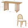 image:imageNathan James Willow Boho Rattan Dining Table Set for 4 Wood Dining Table Set of 4 Upholstered Dining Chairs with Rattan Back and Solid Wood Legs Cream BoucleWarm PineLight BrownRattan