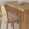image:imageNathan James Willow Boho Rattan Dining Table Set for 4 Wood Dining Table Set of 4 Upholstered Dining Chairs with Rattan Back and Solid Wood Legs Cream BoucleWarm PineLight BrownRattan