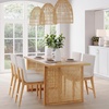 image:imageNathan James Willow Boho Rattan Dining Table Set for 4 Wood Dining Table Set of 4 Upholstered Dining Chairs with Rattan Back and Solid Wood Legs Cream BoucleWarm PineLight BrownWhite