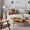 image:imageSonia Bohemian 2Tier Oval Coffee Table Living Room Cane Table with Storage Shelf and MidCentury Legs in Honey Brown Wood with Rattan AccentHoney Brown