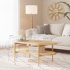 image:imageSonia Bohemian 2Tier Oval Coffee Table Living Room Cane Table with Storage Shelf and MidCentury Legs in Honey Brown Wood with Rattan AccentLight WoodRattan