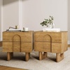 image:imageAndrew End Bedside or Side Table in Matte White Finish with Two Natural Rattan Drawers Doors for Storage and Brass Gold Accents for Living Room or Bedroom WhiteCaneGoldJett Light Brown