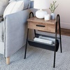 image:imageNathan James 32502 Hugo Wood Nightstand Rustic Accent End or Side Table with Drawer Durable Black Metal Frame amp Leather Hammock GrayBlackBrown