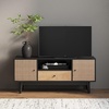 image:imageNathan James 74201 Bonnie Modern TV Stand Entertainment Cabinet Console with a Natural Wood Finish with Storage Doors for Living Media Room with Drawer Black OakRattan