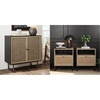image:imageNathan James Accent Boho Modern Free Standing Buffet Sideboard Hallway amp Rattan Nightstand Wood End Side Accent Table with Storage for Living Room or Bedroom Set of 2 OakBlack  Set of 2