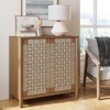 image:imageNathan James Aerie Rustic Wood Cabinet Boho Living Room Storage Cabinet with Seagrass Door Panels and Solid Wood Legs Light Brown
