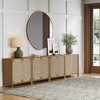 image:imageNathan James Aerie Rustic Wood TV Stand Boho Living Room Storage Cabinet with Seagrass Door Panels and Solid Wood Legs Light Brown Set of 4