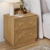 image:imageNathan James Ashen Mid Century Modern Geometric Wood Nightstand 2 Drawer Nightstand with Carved Accent and Solid Wood Frame Light Brown
