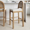 image:imageNathan James Bailey Upholstered Rattan Bar Stool in Oak Finish Frame Counter Height Stool with Natural Rattan Woven Back For Kitchen Island Brown Set of 4BrownWhite