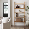 image:imageNathan James Beacon 3Shelf Bookcase with Seagrass Cabinet Solid Wood Bookshelf with Storage with Solid Wood Frame SeagrassRaw Oak Set of 3Beacon Warm Pine