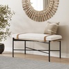 image:imageNathan James Beacon Bohemian Bench Seat with Shoe Storage Seagrass Entryway or End of Bed Bench with Solid Wood Frame Brushed Light BrownWhite BoucleLight OakMatte Black