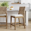 image:imageNathan James Beacon Bohemian Boucle Bar Stool Upholstered Counter Height Chair with Solid Wood Frame and Woven Seagrass Back for Kitchen Island Light BrownSeagrassCream Boucle