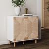 image:imageNathan James Beacon Boho TV Stand Free Standing Kitchen Cabinet Storage with Adjustable Interior Shelf and Seagrass Accent SeagrassRaw Oak Set of 2Whiteseagrass