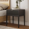 image:imageNathan James Boho Jasper Wood Nightstand with Drawer Fluted Side Table or End Table with Storage Light BrownBlack