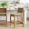 image:imageNathan James Cohen MidCentury Modern Suede Bar Stool Counter Height Chair in Solid Wood Frame with Footrest and Woven Suede Back for Kitchen Natural Brown Set of 4Light Brown