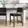 image:imageNathan James Cohen MidCentury Modern Suede Bar Stool Counter Height Chair in Solid Wood Frame with Footrest and Woven Suede Back for Kitchen Natural Brown Set of 4Black