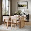 image:imageNathan James Cove Boho Dining Set Solid Wood Dining Table Set for 6 Light Wood Table and Seagrass Chairs Set Light BrownRattanBrownBoucle